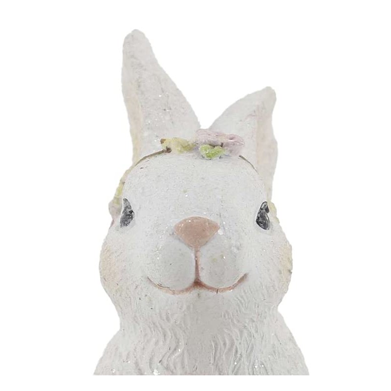 Windy Hill Collection Polyresin Glitter White Easter Rabbit Bunny Hiding