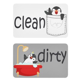 Naanle Animal Penguin Dishwasher Magnet Clean Dirty Sign Indicator Reminder Magnetic Plate Kitchen Dish Washer Refrigerator Magnet Signs for Kitchen Home Office Washing Machine Decor