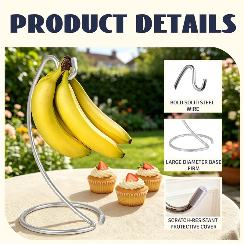 MEETOZ Banana Holder Stand, Modern Banana Hanger Hook, Banana Rack