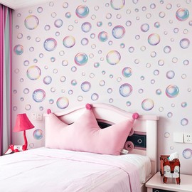 Runtoo Bubble Wall Decals for Bathroom Boho Under The Sea Rainbow Polka Dots Wall Stickers Peel and Stick Girls Bedroom Kids Birthday Party Decoration