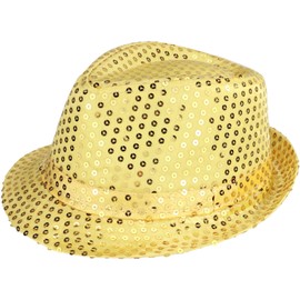 YeeHeen Sequin Hat for Men Women Western Fedora Hat Vintage Jazz Hats Gold