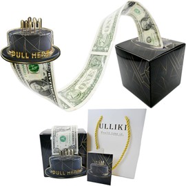 ULLIKI Birthday Surprise Box - Christmas Prank, and Ideal for Festivals and Birthdays - Perfect for Cash in Surprise Box for Kids Father Mother Colleague (Black and Gold Geometry)
