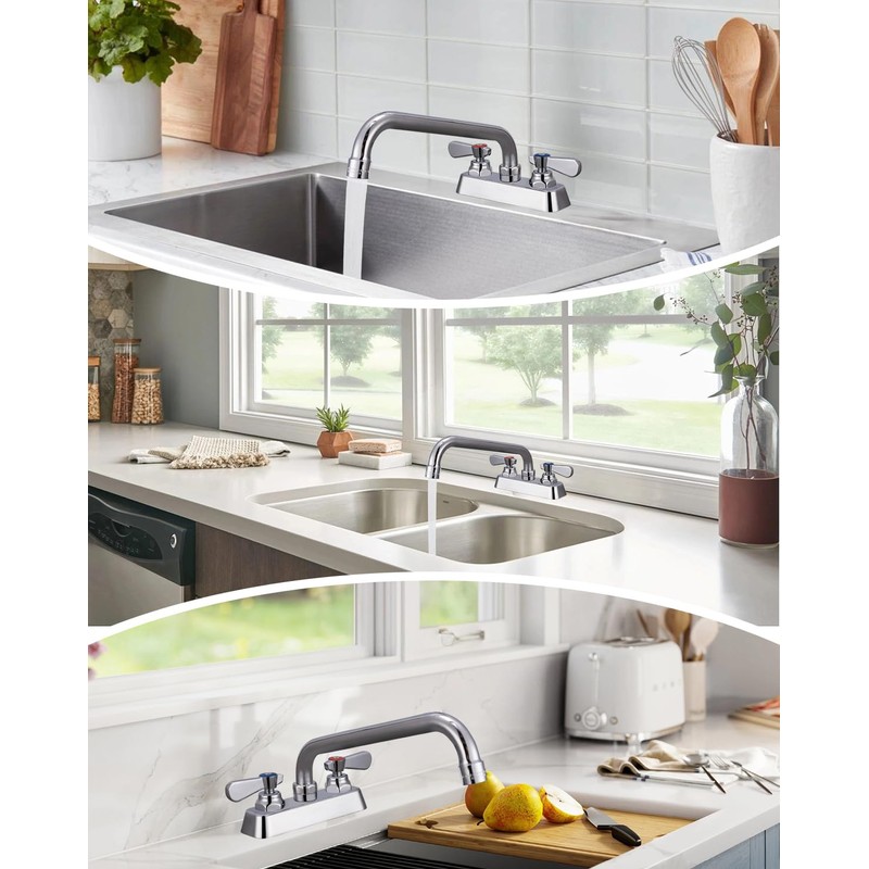 Phivan Commercial Sink Faucet 4 Inch Center Deck Mount Bar