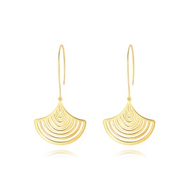 Aobei Pearl Dainty 18K Gold Hollow Ginkgo Lightweight Earrings Statement Geometric Long Drop Dangle Earrings for Women