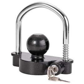 CZC AUTO Trailer Hitch Lock Universal Tow Ball Coupler Security Kit Heavy Duty Anti-Theft Protection for Trailer Caravan Horsebox, 2 Keys, Black