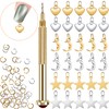 PAGOW 71 PCS Dangle Nail Art Charms, Nail Jewelry Rings
