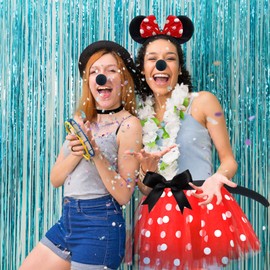 ATOWORLD Mouse Costume Women Adults with Tutu Skirt Red Ears Headband Nose Gloves Bow Halloween Carnival Mini Mouse Costume Women Adults for Fancy Dress