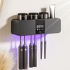 Smart Wall-Mounted Toothbrush Holder with Solar Charging, 6 Brush Slots