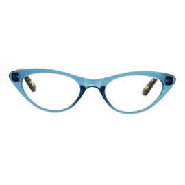 SA106 Womens Retro Design Narrow Cat Eye Plastic Reading Glasses Blue +3.0