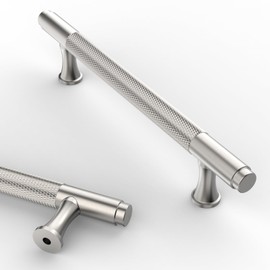Asidrama 10 Pack 5 Inch(128mm) Knurled Brushed Satin Nickel Kitchen Cabinet Handles, Cabinet Pulls Kitchen Cabinet Hardware Cupboard Drawer Pulls