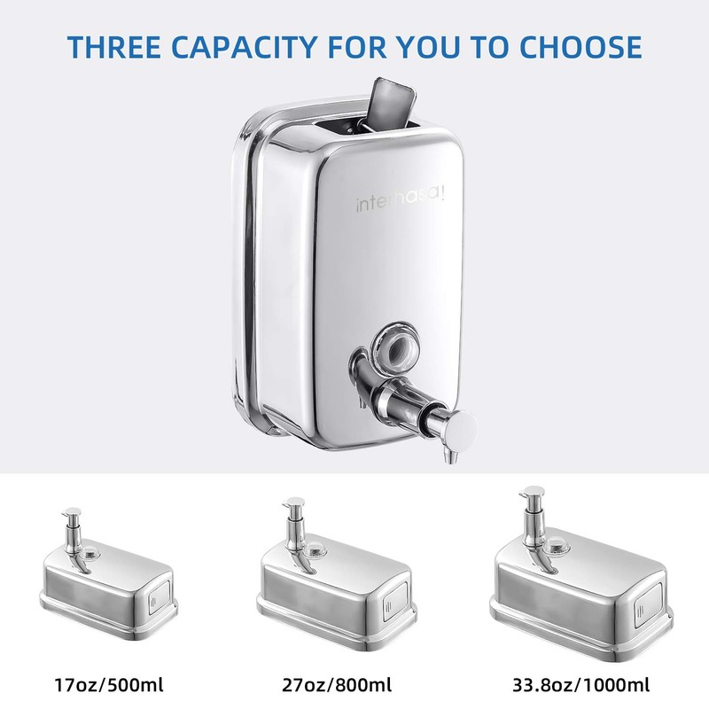 interhasa! Commercial Soap Dispenser Wall Mount 304 Stainless Steel Hand