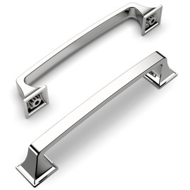 Amerdeco 10 Pack Polished Chrome Cabinet Pulls 5 Inch(128mm) Hole Center Cabinet Hardware Kitchen Cabinet Handles for Bathroom Drawer Pulls Dresser Pulls ZH0002