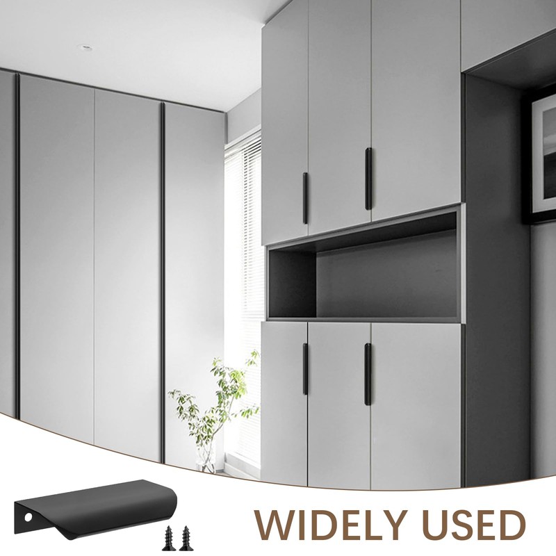 6 Pack Concealed Kitchen Cupboard Handles, Black Cabinet Handles Back