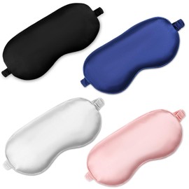 Yuanchu 4Pcs Sleep Eye Masks, Silky Soft Satin Eye Mask Cover Night Eyeshade Travel Nap Effective Shading Blindfold with Elastic Strap for Women Men
