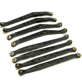 Que-T Juego de 8 brazos de barra de acoplamiento de aluminio / eslabones de suspensión superior e inferior, juego de 8 unidades para camión de 1/10 Axial Wraith 90018 RC (negro, tipo A)