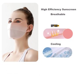 YUANST UV Face Mask, Sun Protection Face Mask, UPF 50+ Ice Silk Cooling Sunscreen Mask, Washable Reusable (Pink)