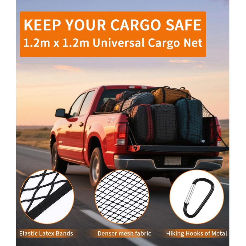 Cargo Net for Pickup, Boot Net, Car, Double Stretchy Truck