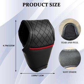 HQRNYP Leather Car Gear Shift Knob Cover, Stick Shift Cover, Anti-Slip Dust Waterproof Gear Shifter Stick Protector, Durable Car Accessories Shifter Lever Knob Protector for SUV Truck RV (Black+Red)