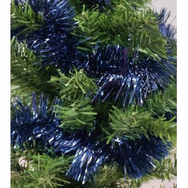 Set Of 4 Night Blue Christmas Tinsel Garland 2.7M Night Navy Blue Shiny Christmas Tree Tinsel