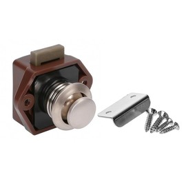 Tiardey 4 Pcs Push Button Latch Locks, Cabinet Drawer Keyless Door Latch for Caravan, Motorhome, Motorhome, Boat, Brown and Gold