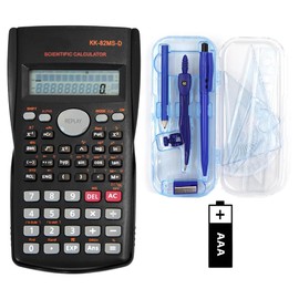 Scientific Calculator Bonus Maths Set Geometry Set - Clear Case Pencil Case Exam Approved 240 Functions, for Secondary School Students, Teachers, GCSE, A-Level Calculator. Back To School Supplies