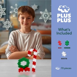 PLUS PLUS Holiday Building Block Set Create Wreath Candy Cane STEM Toy 70 Pieces
