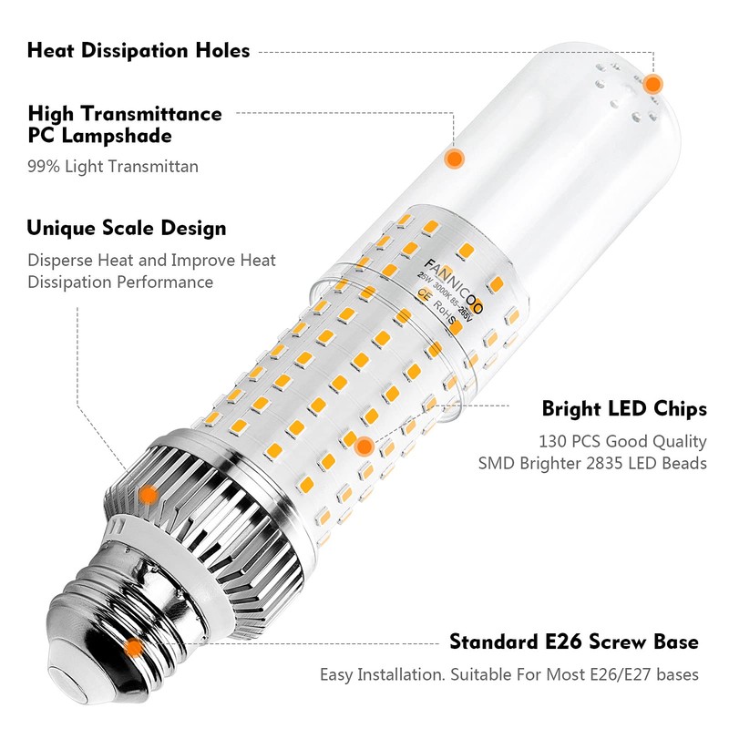 E26 LED Bulb, 25W Corn Light 200W Equivalent 3000K Warm