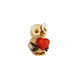 Kuhnert - Decoration / wooden figure - mini owl with heart - approx. 7 cm - made in Germany