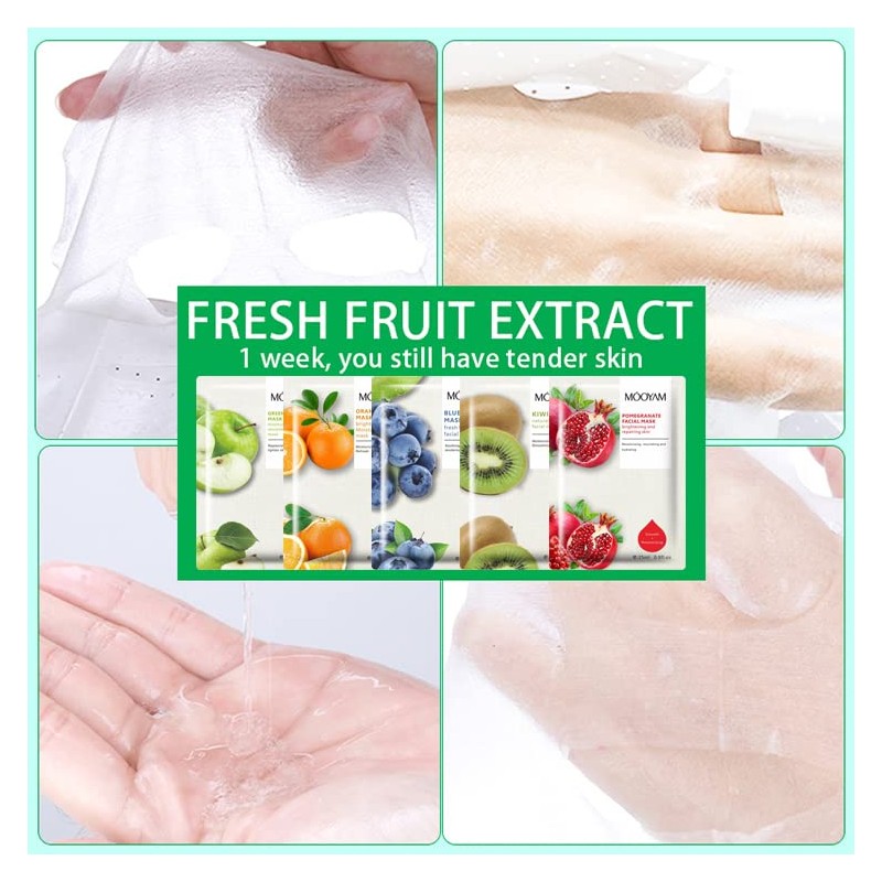 5x natural superfood moisturising and hydrating face mask sheets (Bluberry)