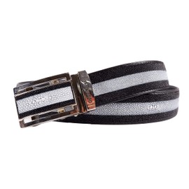 Pelgio Genuine Stingray Shagreen Skin Leather Long Strip Men's Belt 46" Black (Black)