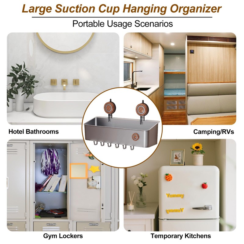 HONGYUETECH Suction Cup Shower Caddy, Removable Plastic Shower Shelf with