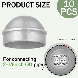 Yaocom 10 Pcs 2-7/8" Chain Link Fence Post Cap Round Dome External Post Caps Aluminum Chain Link Only Use for Outside Diameter Outdoor Fence Parts