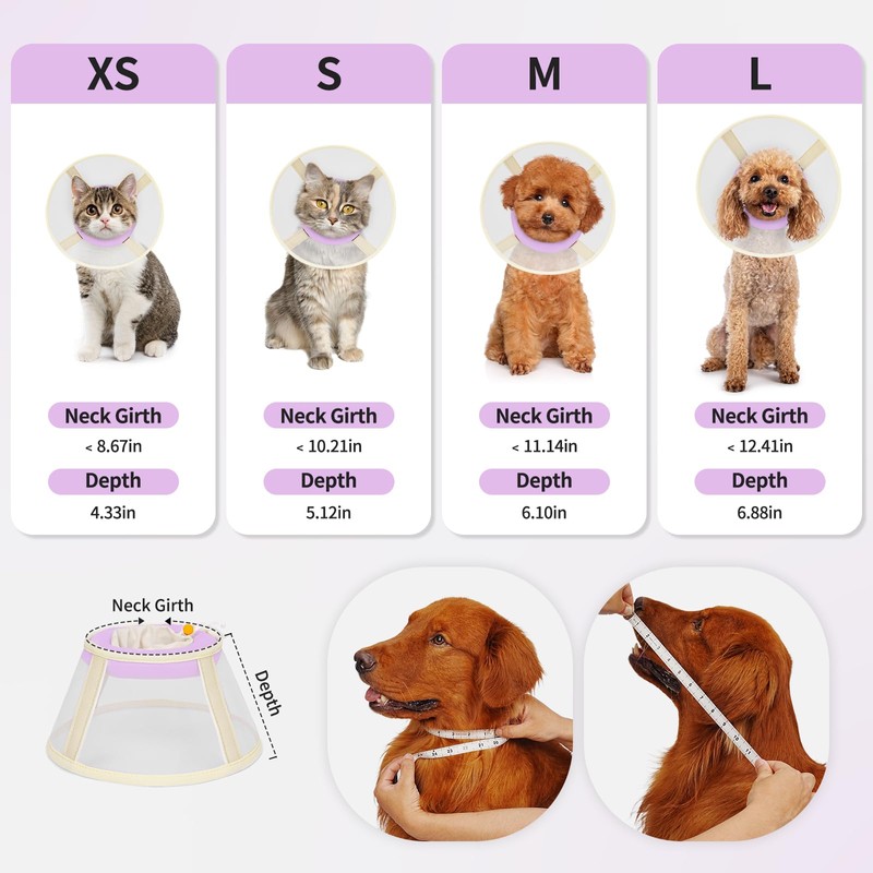 Soft Dog Cone Collar to Stop Licking-Adjustable Comfortable Mesh Recovery