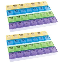 EZY DOSE Weekly 4 Time a Day Medtime Pill Planner, Large Organizer, Scoop Bottom for Easy Pill Removal (Weekly - 4X a Day - 2 Pack)