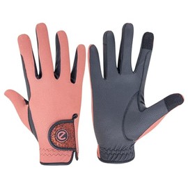 eGlove - eQUEST GripPro X-LITE Horse Riding Gloves - Lightweight, Breathable, Grippy Non-Slip Material - Comfort Mesh Back - Touchscreen Gloves (CORAL - GLITTER CUFF, S)