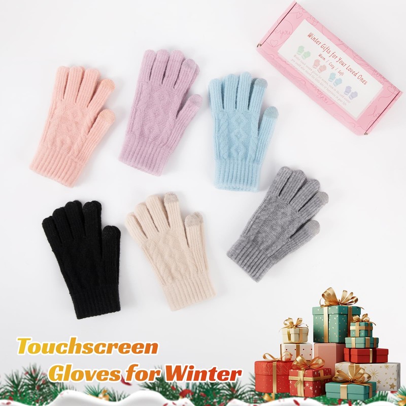 Bodvera 4 Pairs Womens Winter Gloves with Touchscreen Fingers Knit