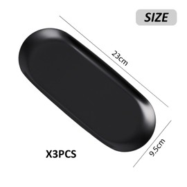 ZBHDEYG Set of 3 Black Tray, Black Jewellery, Coin Tray, Cosmetic Tray, Black Oval Tray, Black Tray Bathroom