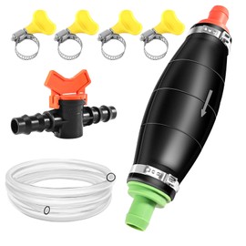 Editbar Handpumpe zum Umfüllen von Flüssigkeiten Benzin, Diesel, Öl und Wasser – Manuelle Kraftstoffpumpe mit 2.5M PVC Schlauch, 4 Schlauchklemmen & Flüssigkeitsregler, Siphonpumpe mit Vakuumfunktion