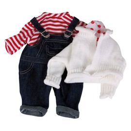 Götz 3401999 Babypuppen Latzhosen Set - Matrose Puppenbekleidung Gr. M - 4-teiliges Bekleidungs- und Zubehörset für Babypuppen von 42 - 46 cm