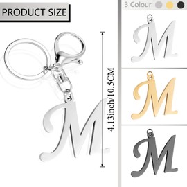 XGALBLA Cute Stainless Steel Silver Letter A-Z Keychain for Women Bag Charms For Handbags Backpack Cute Initial Letter Keychain(M)