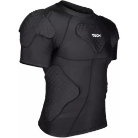 TUOY 축구 페인트볼 야구용 TUOY 남성 패딩 압축 셔츠 보호 갈비뼈 가슴 보호대 [Large] Men's Padded Compression Shirt Protective Rib Chest Guard for Soccer Paintball Baseball [Large]