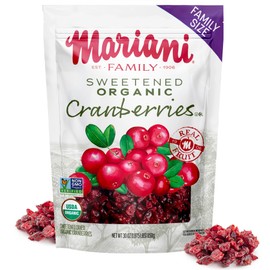 Mariani Organic Dried Cranberries, 30oz, Bulk Family Size Value Pack, Sweetened Organic Cranberries Dried Fruit, Vegan, Gluten-Free, Preservative-Free, 100% USA Grown, Naturally Sweet & Tangy