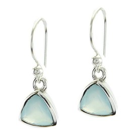 RIYO Aqua Chalcedony 925 Sterling Silver Adorable Designer Earring Gift, Silver, Chalcedony