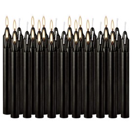 4 Inch, 40 Pack, Unscented, Dripless Taper Candles, Black, Smokeless Candles for Holidays, Wedding Ceremonies, Parties, Shabbat, 1.5 Hours