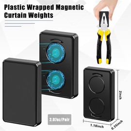 Phoncoo 36 Pieces Outdoor Curtain Weights, Plastic Wrapped Heavy Duty Curtain Weights Magnetic Bottom Square Weight for Heavy Wind,Outside Curtain,Patio (Black)