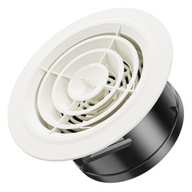 Hon&Guan 125mm Round Adjustable Air Vent with Flyscreen Mesh 5 Inch Closeable Circular Ventilation Grille Vents Cover Indoor for Walls Ceiling