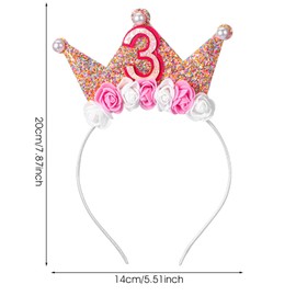 APLZGMG Toddler Girls Birthday Crown Headband 2nd to 6th Flower Princess Tiara Crown Glitter Hair Band for Birthday Girls