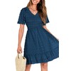 BTFBM Women's Summer Dresses 2024 V Neck Short Sleeve Casual
