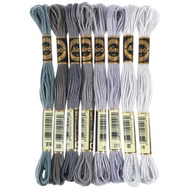 8 Skeins Gray Embroidery Thread 6 Ply Gradient Color Variegated Cross Stitch Floss Yarn Threads Friendship Bracelets String for Jewelry Making Sewing Bracelets Knitting Stitching Craft DIY