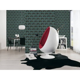 Sample for Display Purpose only. Concord Wallcoverings Geometric Faux Textured Wallpaper Featuring 3D Squares , Black Blue Green , 7in x 10in; 382023